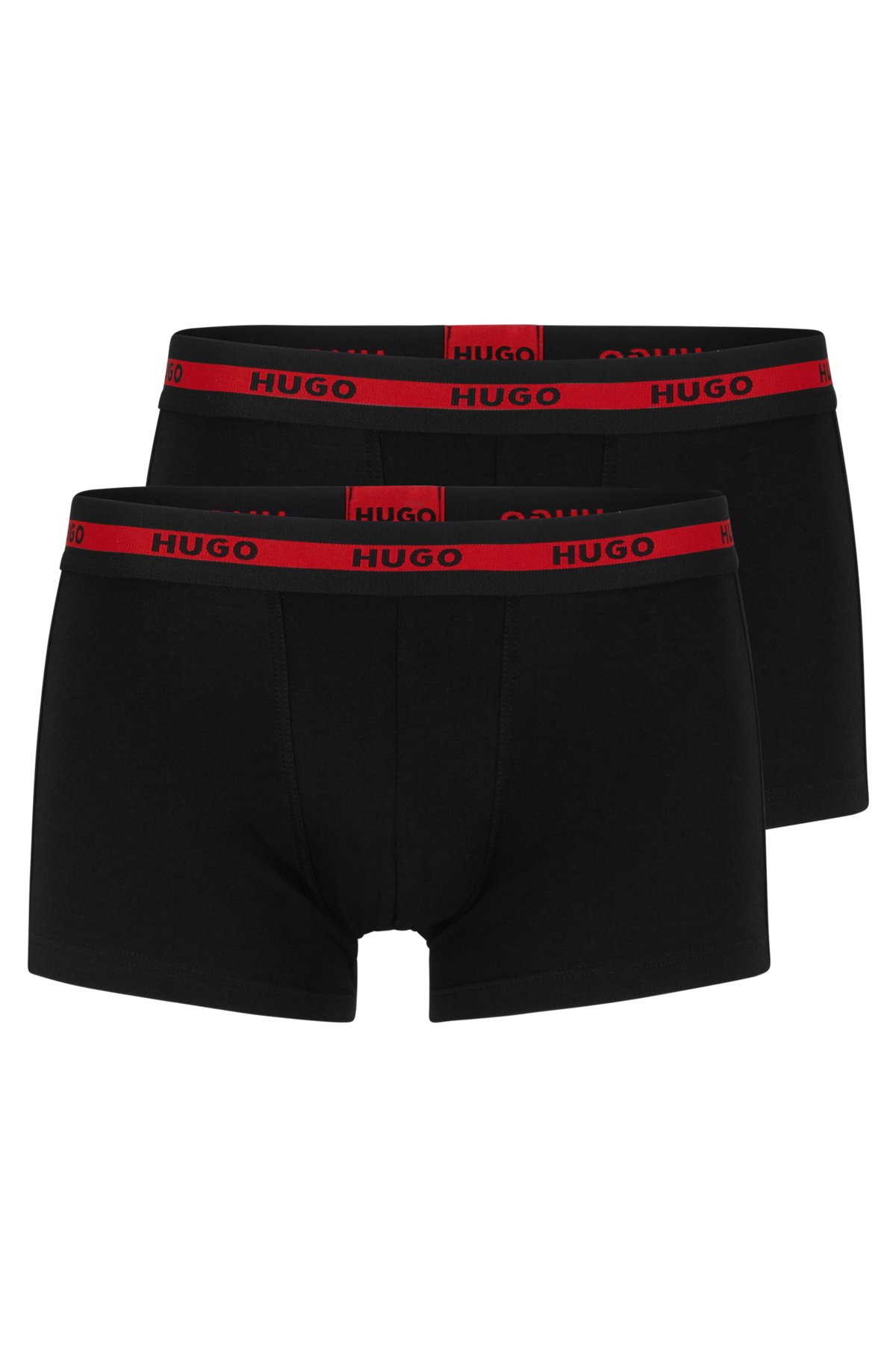 Zweier-Pack Boxershorts aus Stretch-Baumwolle mit Logos am Bund, Schwarz