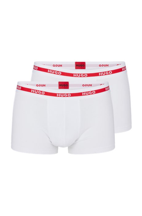 Two-pack of logo-waistband trunks in stretch cotton, White