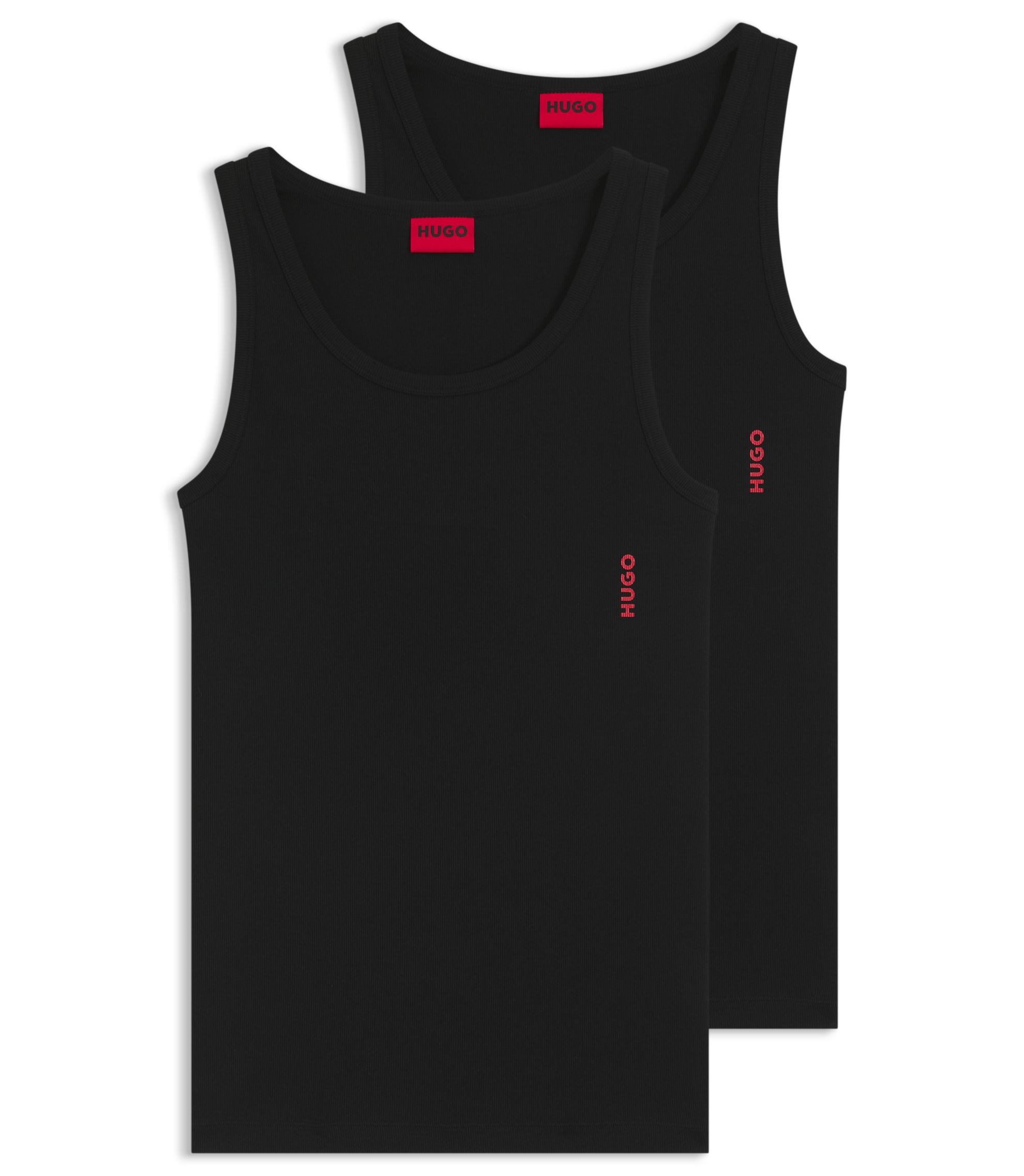 Zweierpack Unterhemden aus gerippter Stretch-Baumwolle