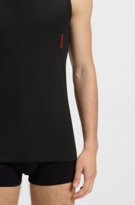 Two-pack of underwear vests in ribbed stretch cotton, Black