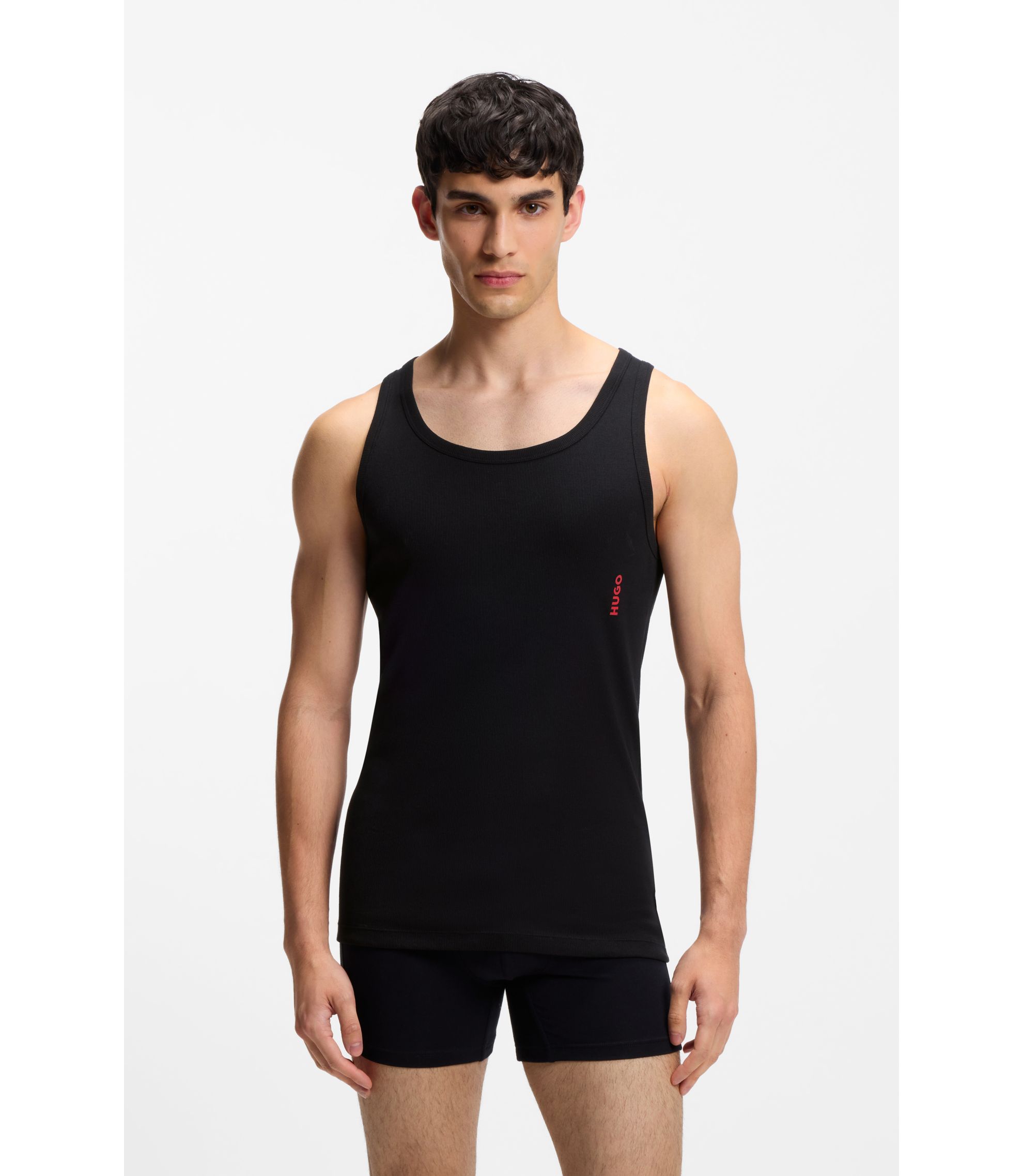 HUGO TANK TOP TWIN 2 PACK - Hemd - medium grey/black/zwart