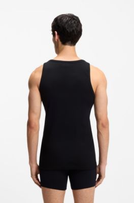 Zweierpack Unterhemden aus gerippter Stretch-Baumwolle, Schwarz