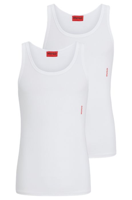 Herren T-Shirts BOSS by HUGO BOSS T-Shirts BOSS by HUGO BOSS Zweier-Pack Unterhemden aus Stretch-Baumwolle mit Logo in Weiß für Herren 
