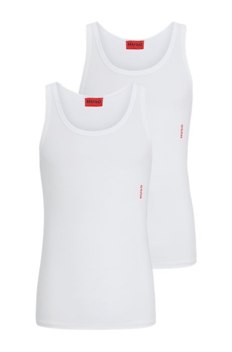 Zweier-Pack Unterhemden aus Stretch-Baumwolle mit Logo, Weiß