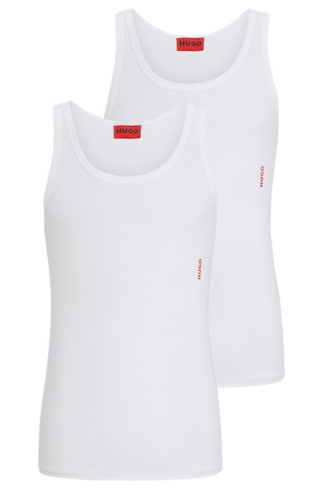 Set van twee onderhemden van stretchkatoen met logo, Wit