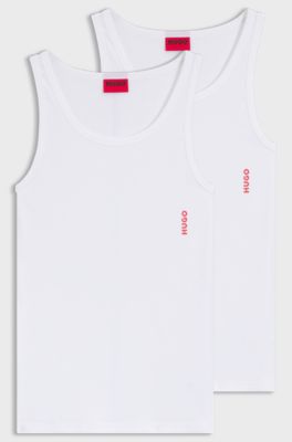 Zweierpack Unterhemden aus gerippter Stretch-Baumwolle, Wei&szlig;
