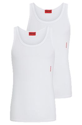 with logo of - stretch-cotton HUGO tops Two-pack tank