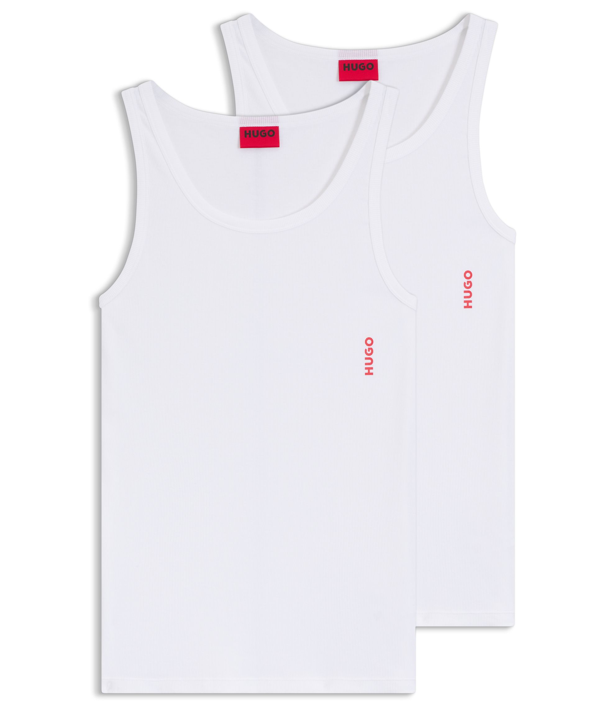 Zweierpack Unterhemden aus gerippter Stretch-Baumwolle