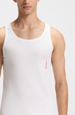 Two-pack of underwear vests in ribbed stretch cotton, White