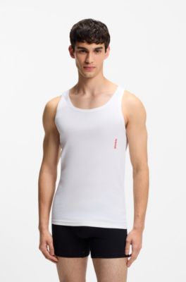 Two-pack of underwear vests in ribbed stretch cotton, White