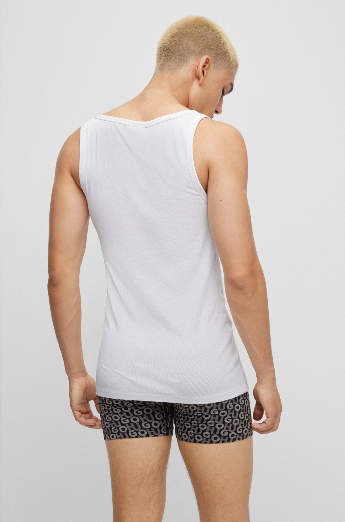 stretch-cotton with - HUGO tank logo tops Two-pack of