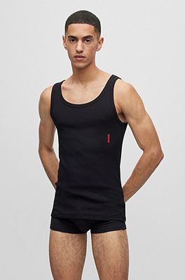 HUGO - Two-pack of stretch-cotton tank tops with logo