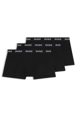 Hugo Boss Three-pack Of Logo-waistband Trunks In Stretch Cotton