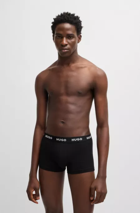 Three-pack of stretch-cotton trunks with logo waistbands
