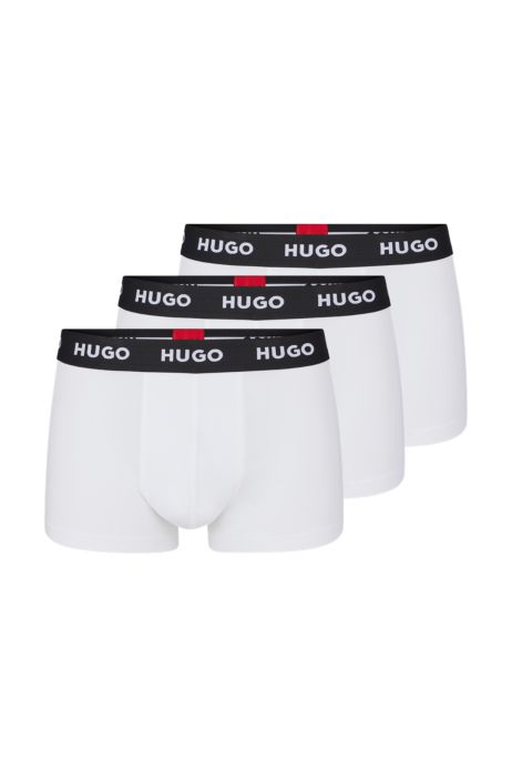 HUGO - Paquete tres calzoncillos de algodón elástico con logos la