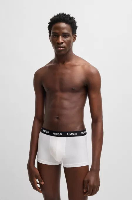 Three-pack of stretch-cotton trunks with logo waistbands