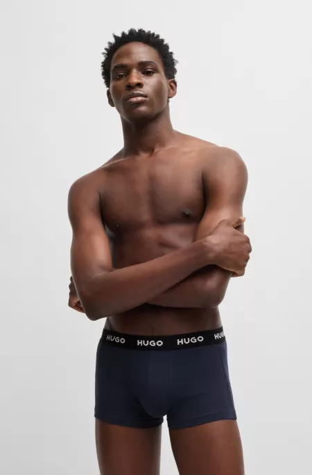 Three-pack of stretch-cotton trunks with logo waistbands