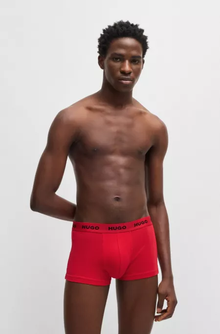 Three-pack of stretch-cotton trunks with logo waistbands