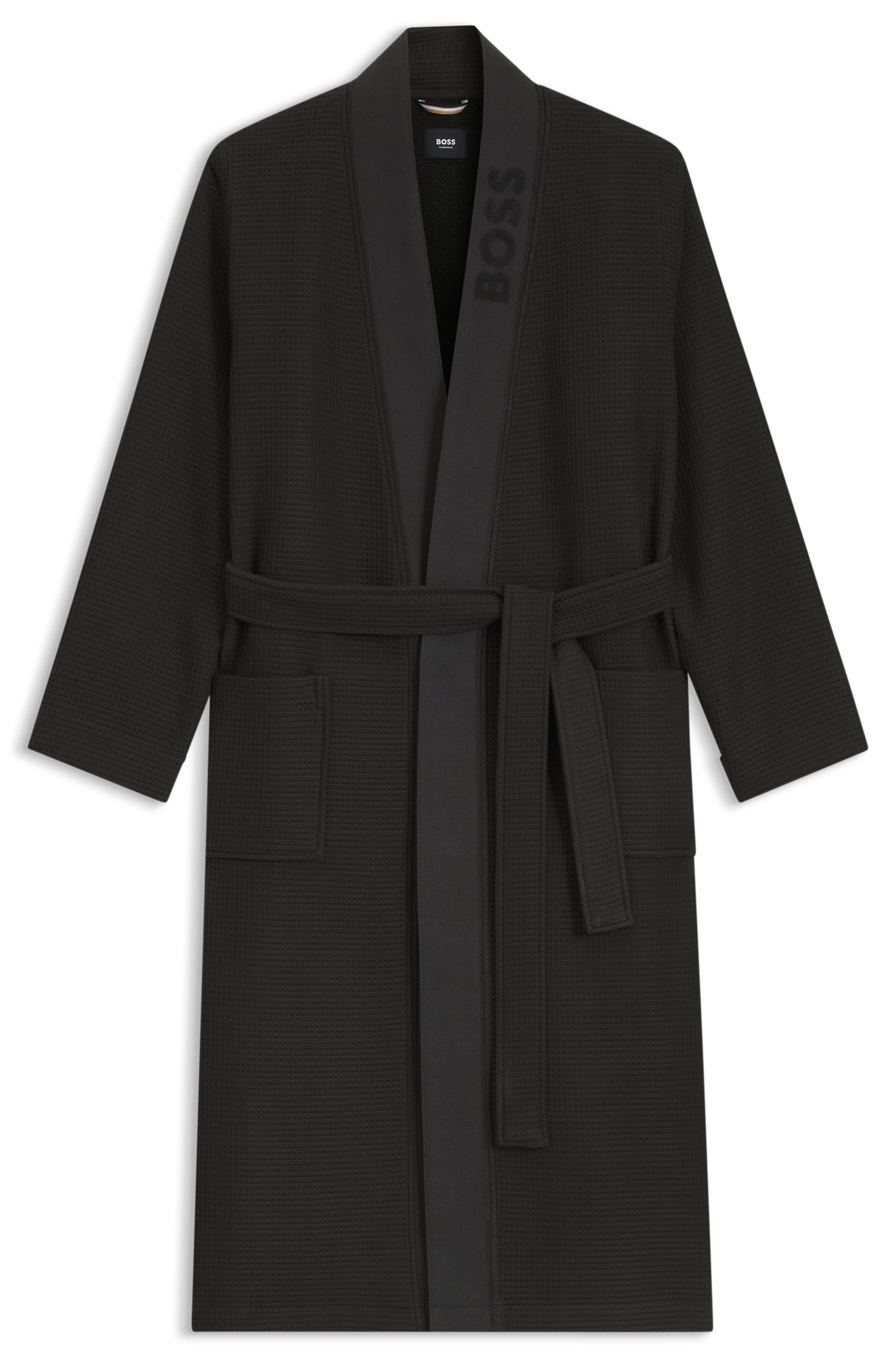 Boss Jacquard cotton-blend gown with logo lapel morgonrockar herr – bild 2