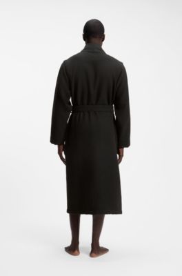 Jacquard cotton-blend gown with logo lapel, Black