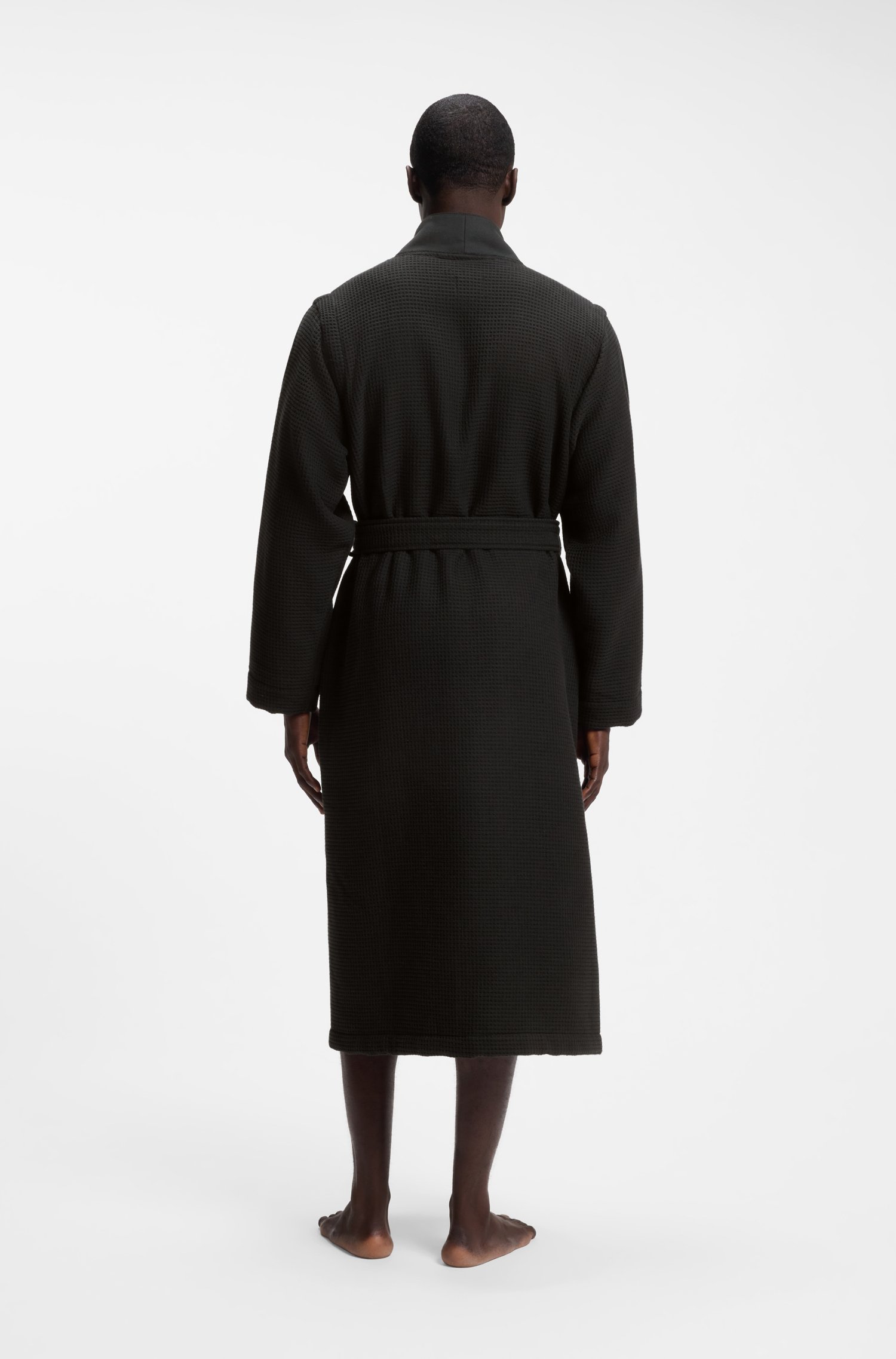 Boss Jacquard cotton-blend gown with logo lapel morgonrockar herr – bild 3