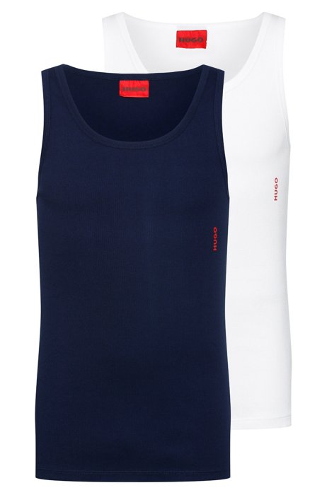 Two-pack of logo underwear vests in stretch cotton, White