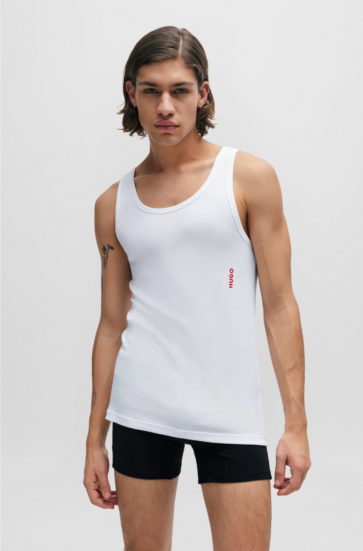 - Stretch-Baumwolle aus mit Unterhemden Zweier-Pack Logo HUGO