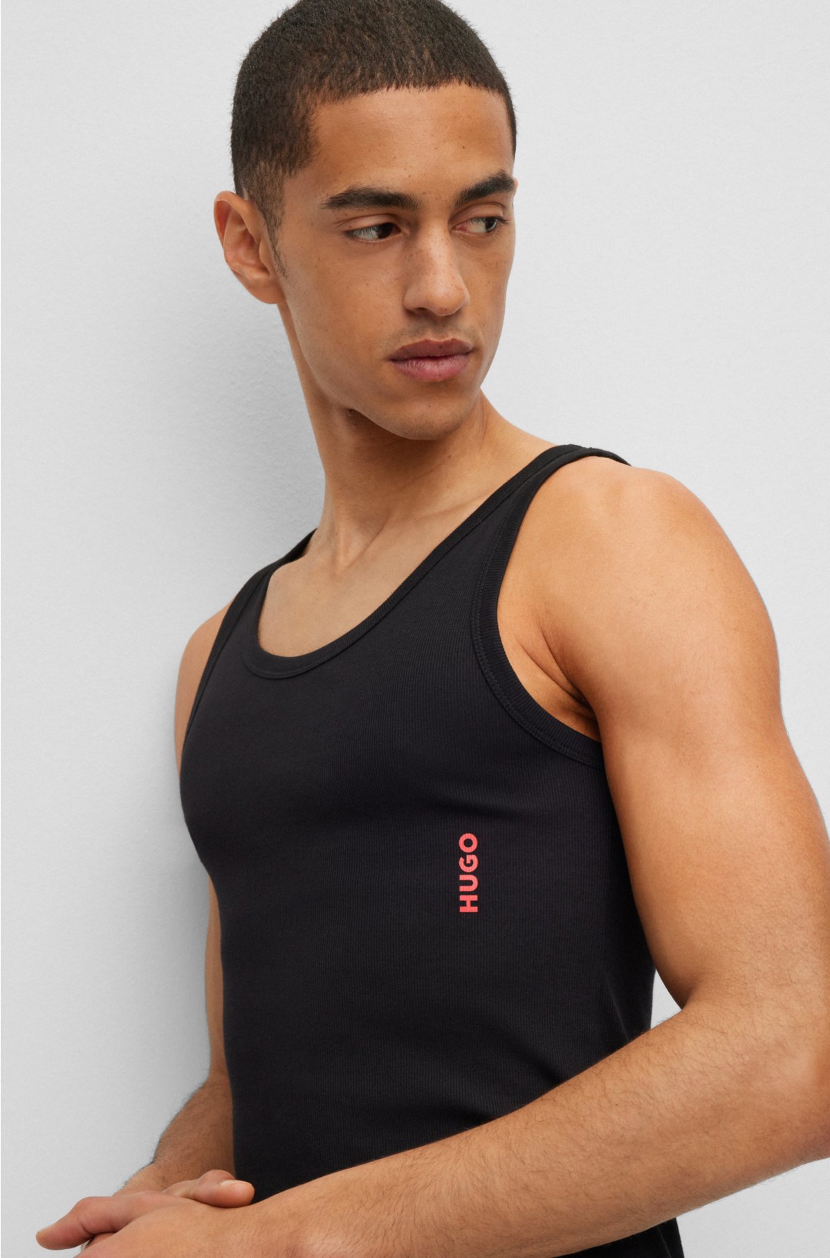 HUGO - Two-pack of logo underwear vests in stretch cotton