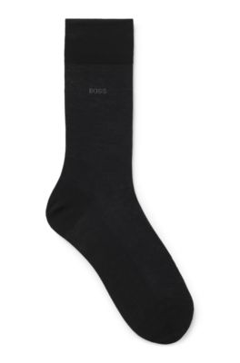 Regular-length logo socks in mercerised Egyptian cotton, Black