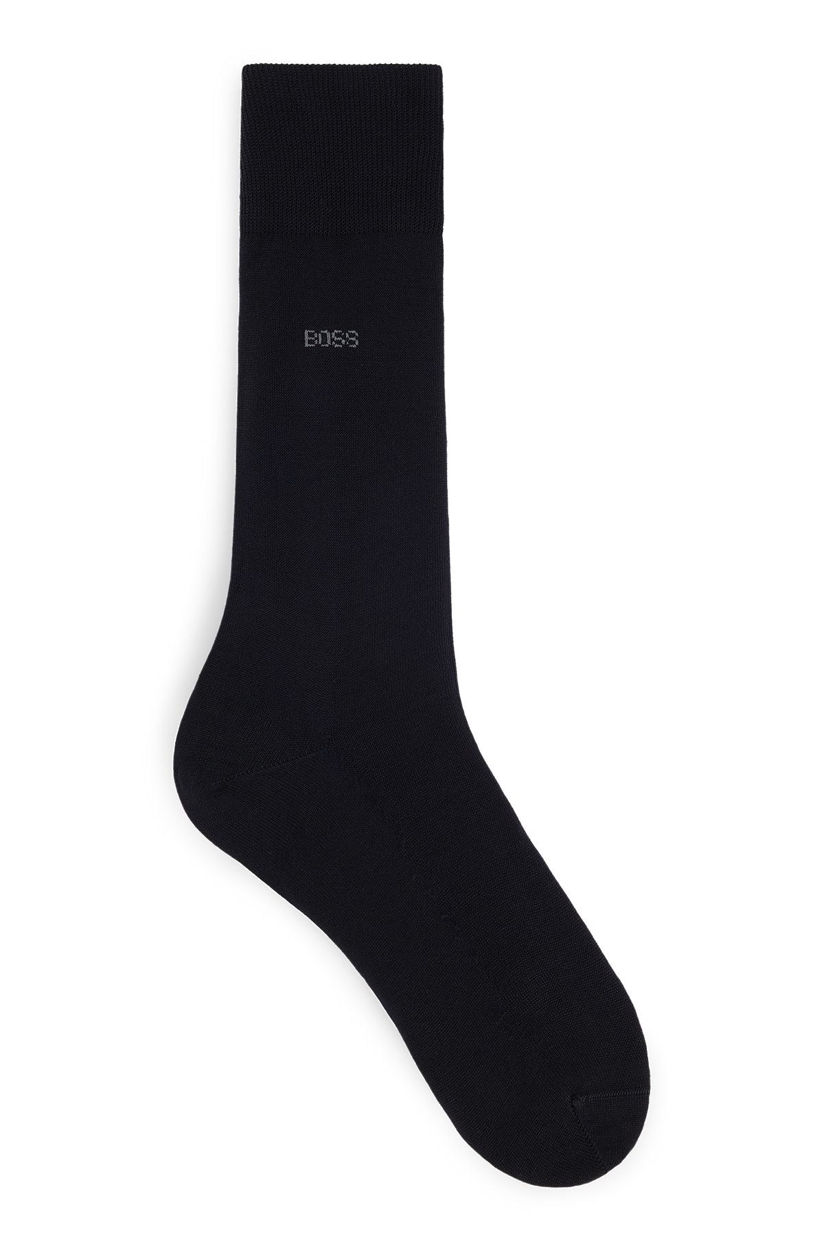 Regular-length logo socks in mercerised Egyptian cotton, Black