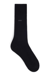 Regular-length logo socks in mercerised Egyptian cotton, Black