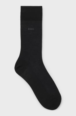 Regular-length logo socks in mercerised Egyptian cotton, Black