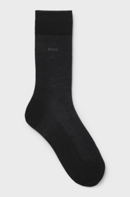 Chaussettes mi-mollet &agrave; logo en coton &eacute;gyptien merceris&eacute;, Noir