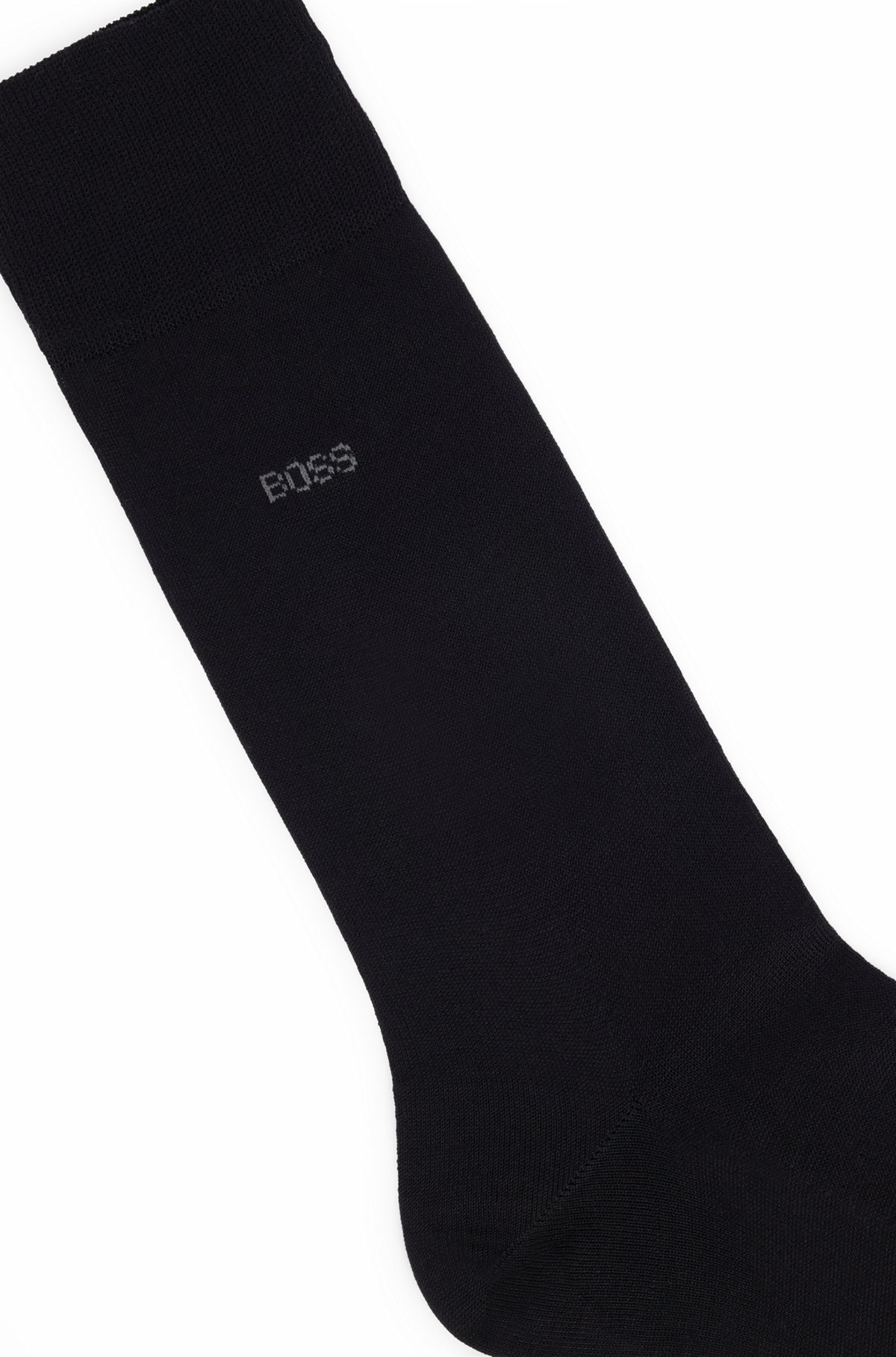 Calcetines de largo normal en algodón egipcio mercerizado con logo, Negro