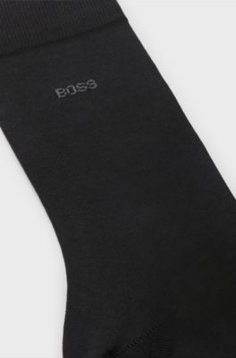 Regular-length logo socks in mercerised Egyptian cotton, Black