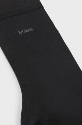 Regular-length logo socks in mercerised Egyptian cotton, Black
