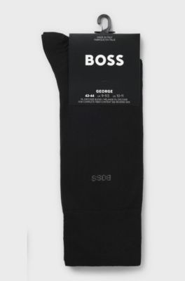 Regular-length logo socks in mercerised Egyptian cotton, Black