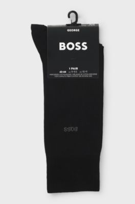 Chaussettes mi-mollet &agrave; logo en coton &eacute;gyptien merceris&eacute;, Noir