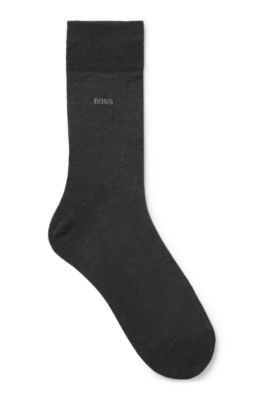Regular-length logo socks in mercerised Egyptian cotton, Dark Grey