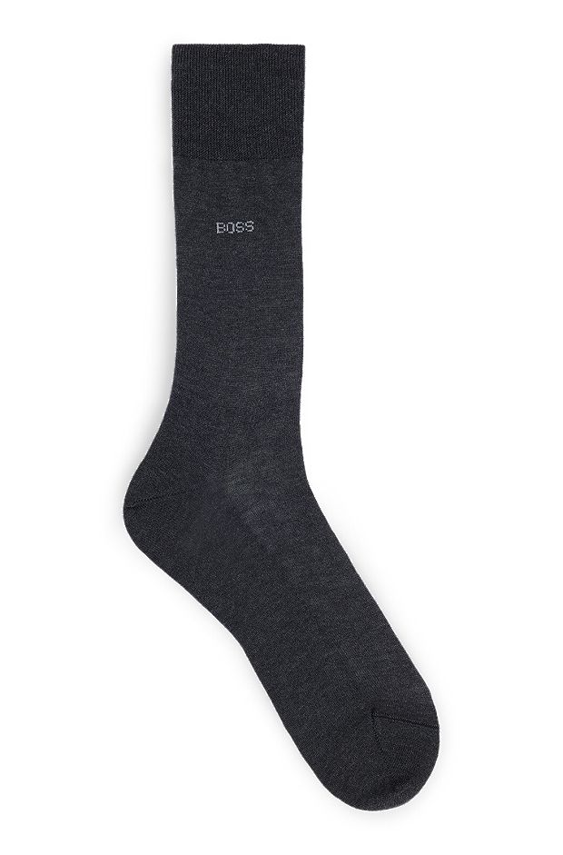 Mittelhohe Logo-Socken aus ägyptischer Baumwolle mit merzerisiertem Finish, Dunkelgrau