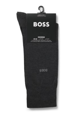 Regular-length logo socks in mercerised Egyptian cotton, Dark Grey