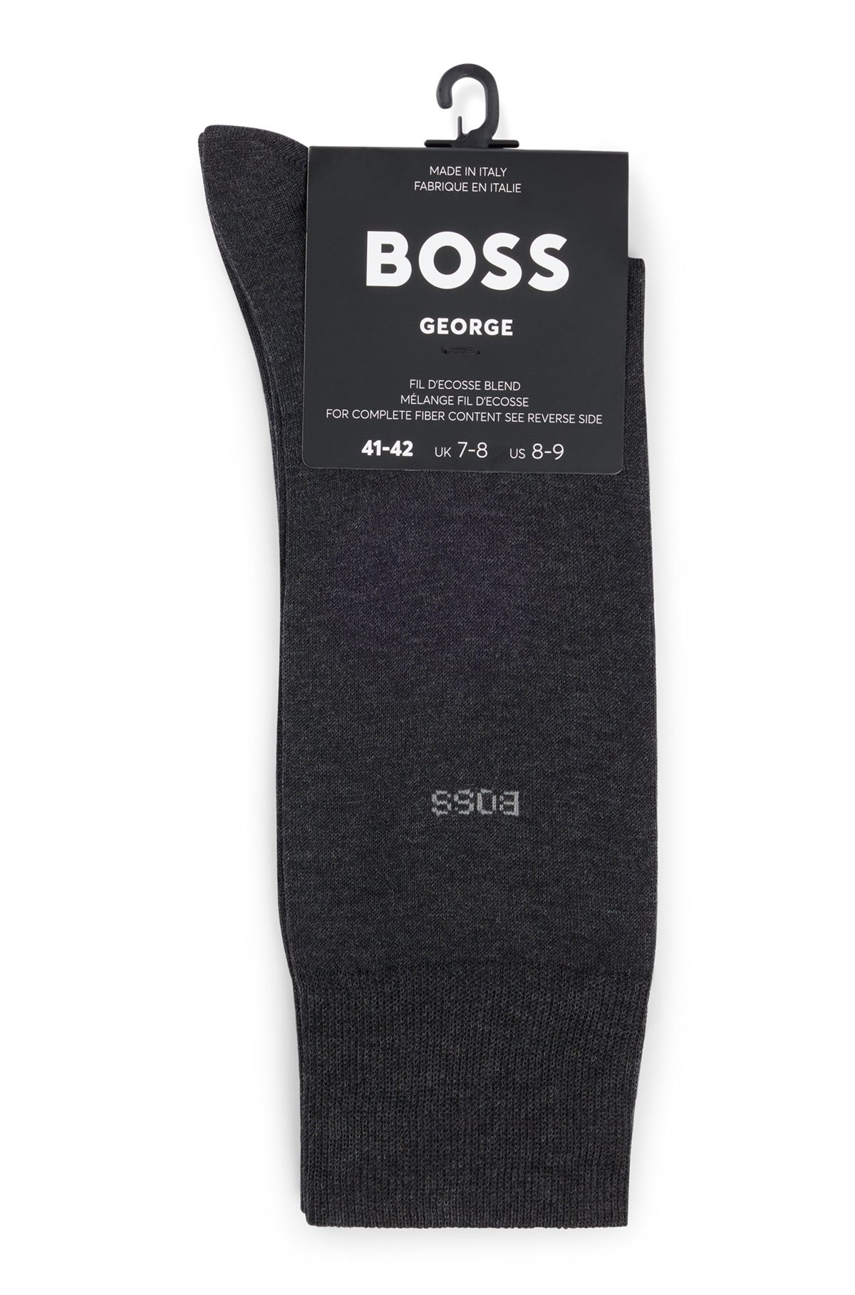 Regular-length logo socks in mercerised Egyptian cotton, Dark Grey
