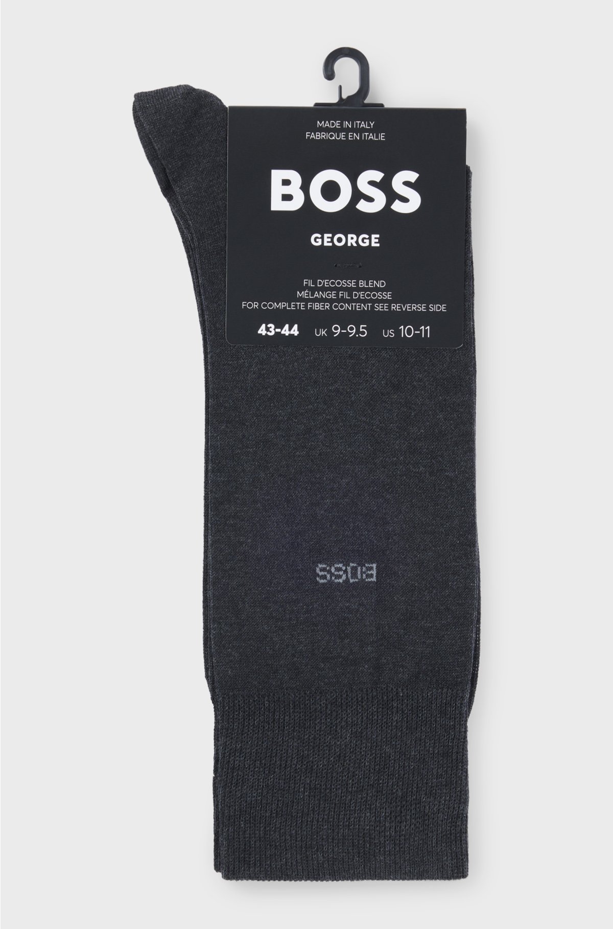 Regular-length logo socks in mercerised Egyptian cotton, Dark Grey