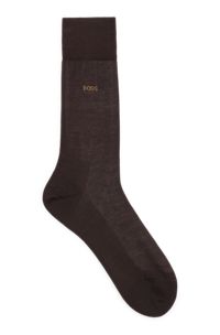 Mittelhohe Logo-Socken aus ägyptischer Baumwolle mit merzerisiertem Finish, Dunkelbraun