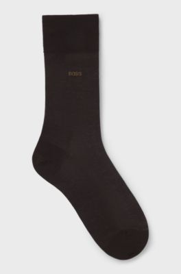 Regular-length logo socks in mercerised Egyptian cotton, Dark Brown