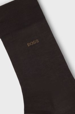 Regular-length logo socks in mercerised Egyptian cotton, Dark Brown