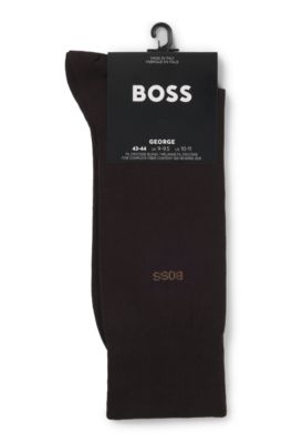 Regular-length logo socks in mercerised Egyptian cotton, Dark Brown