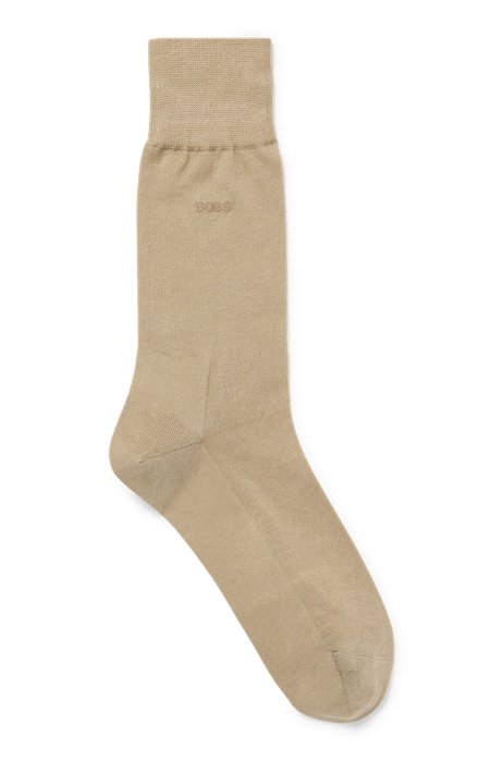 Mittelhohe Logo-Socken aus ägyptischer Baumwolle mit merzerisiertem Finish, Beige