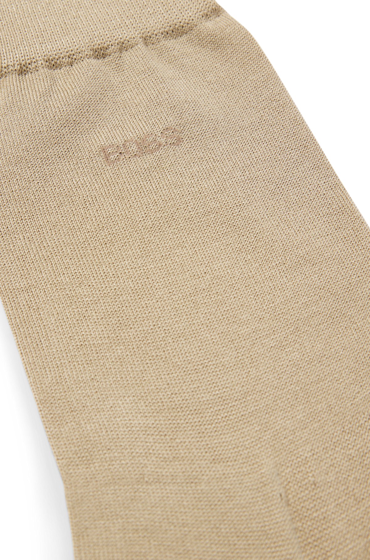 Regular-length logo socks in mercerised Egyptian cotton, Beige