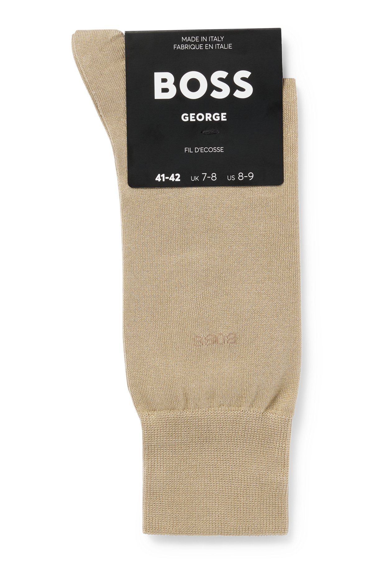 Regular-length logo socks in mercerised Egyptian cotton, Beige